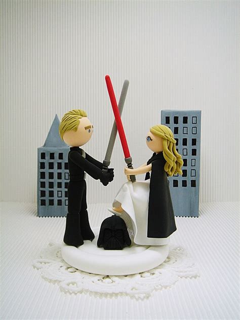 Star Wars Themed Custom Wedding Cake Topper Bride And Groom Etsy