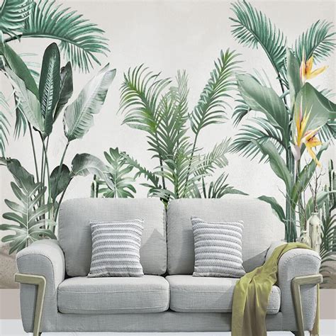 Custom Wallpaper Mural Banana And Palm Tree Leaves Bvm Home