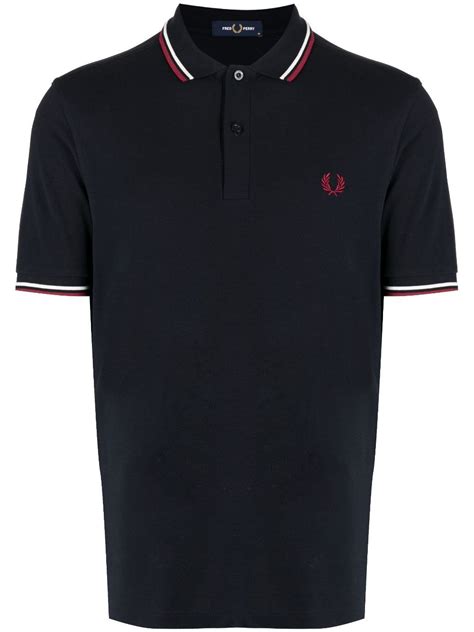 Fred Perry Contrast Trim Cotton Polo Shirt Blue Editorialist