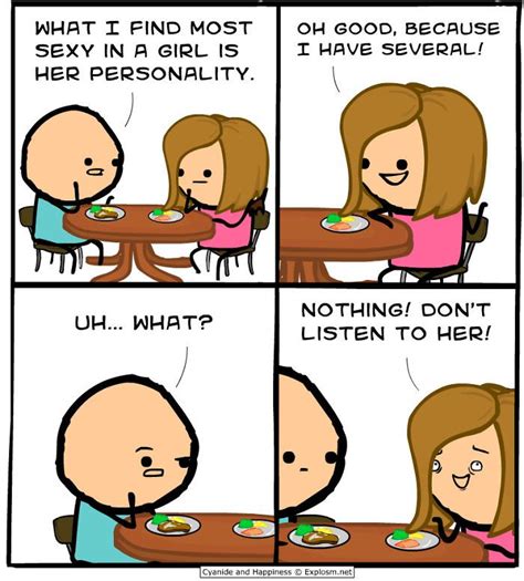 a comic strip with two people sitting at a table talking to each other