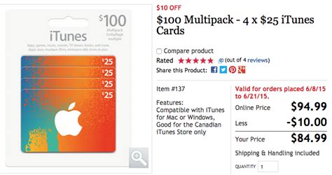 This is a great deal for some bulk sellers or for people costco is selling discounted itunes gift cards with email delivery in different denominations. $100 iTunes Card Multipacks on Sale for 20% Off at $79.99 from Costco | iPhone in Canada Blog