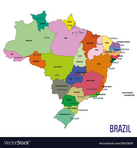 Political Map Of Brazil Royalty Free Vector Image