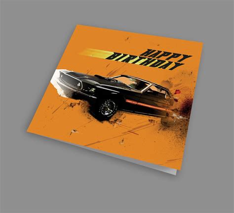 Mustang Muscle Car Happy Birthday Art Card Male Card Card Etsy