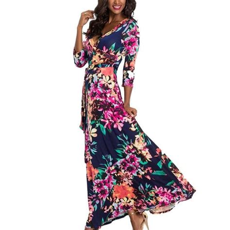 Sunlify Women Summer Floral Print Maxi Dress Boho Style Long Beach Dress Free Shipping Sunlify