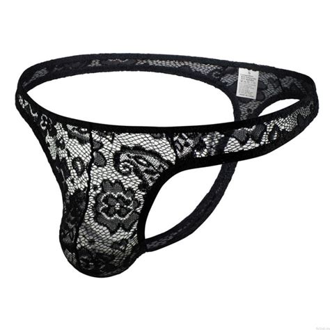 Sexy Hollow Flower Lace G String Thong T Back Briefs Panty Bulge Pouch