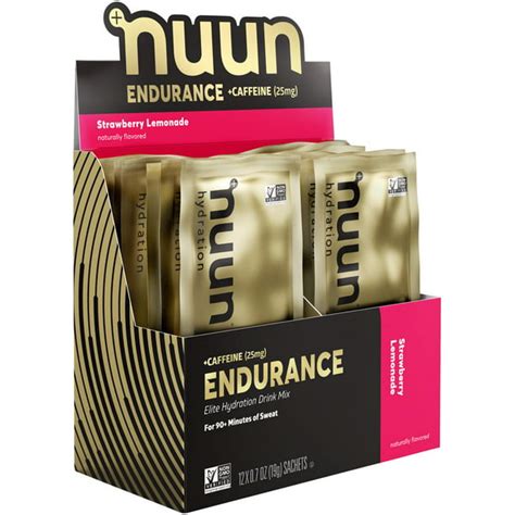 Nuun Endurance Hydration Drink Mix Strawberry Lemonade Caffeine Box