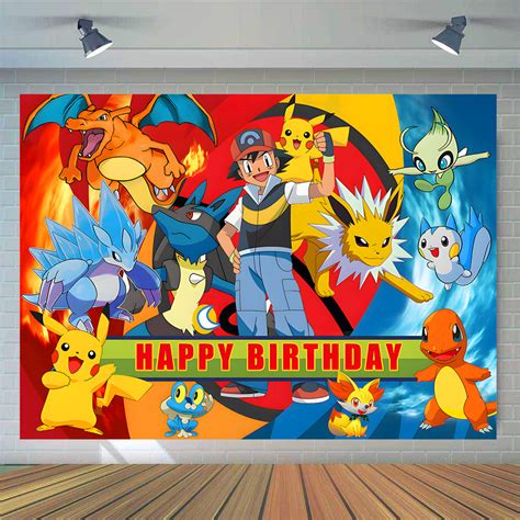 Pokemon Photo Backdrop Kids Party Decoration Pokémon Boys Birthday Par