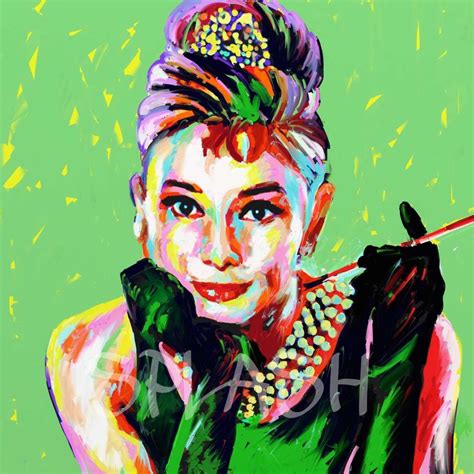 Cuadro De Audrey Hepburn Verde Pop Art Cuadros Splash