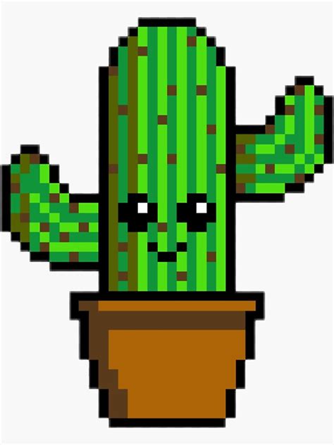 Cactus Pixel Art Sticker By Droxette Redbubble