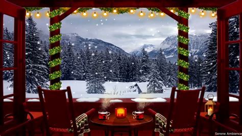 Cozy Winter Porch Ambience Fireplace Snow Fall Relaxing Blizzard