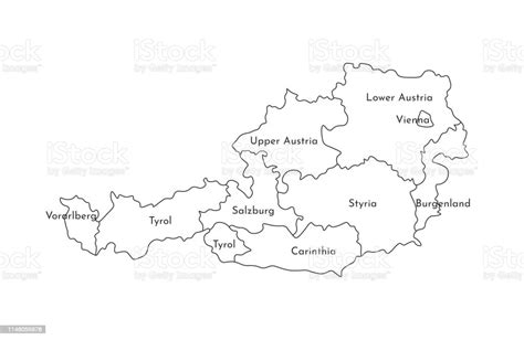 ilustración de vector ilustración aislada del mapa administrativo simplificado de austria