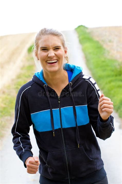 Young Happy Woman Jogging Stock Image Image Of Field 38371457