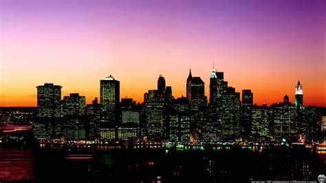 Manhattan Skyline At Twilight New York Hd Desktop Wallpaper 1366x768