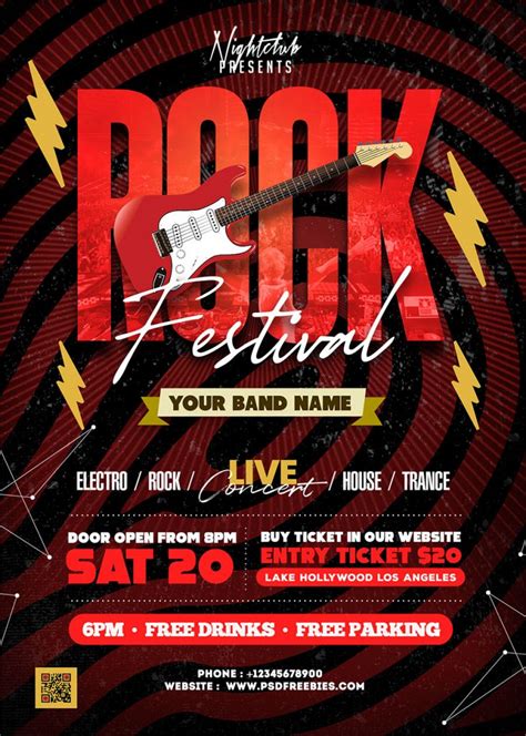 Rock Music Event Festival Poster Flyer Design Psd