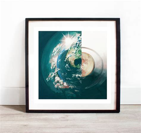 Heliocentric Earth Art Print From Original Painting Wall Etsy