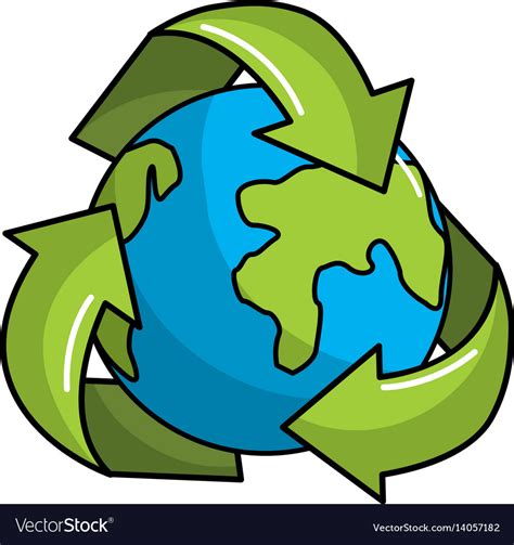 Earth Planet Inside Recycling Symbol Royalty Free Vector