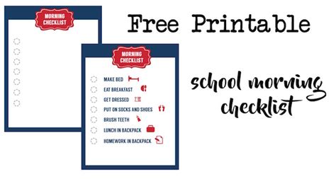 School Morning Routine Checklist Free Printable Paper Trail Design