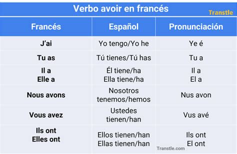 El Verbo Avoir Haber O Tener Conjugación Usos Ejemplos Transtle