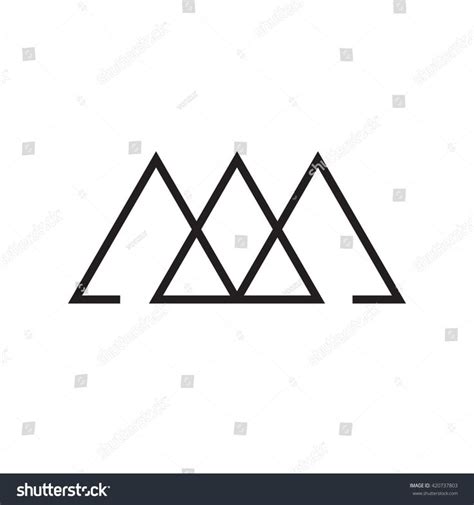 Three Triangles In The Shape Of Mountains On White Background Minimal