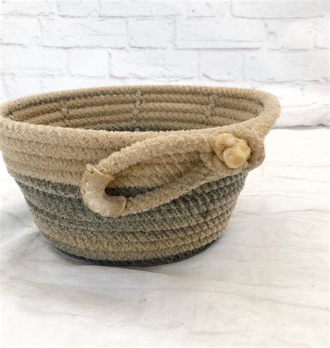 Vintage Western Farmhouse Ranch Lariat Rope Upcycled Basket Bowl Coiled