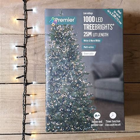 1000 Led 25m Premier Treebright Christmas Tree Lights White And Warm
