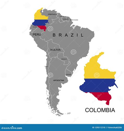 Território De Colômbia No Continente De Ámérica Do Sul Fundo Branco