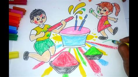 Holi Drawing For Kids Holi Drawing Images Pictures