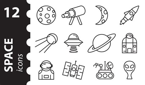 Space Line Icons Set Galaxy Planet Vector Illustration 3120488