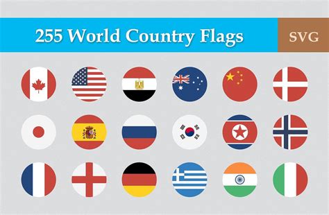 255 Flat And Vector Circular Flag Country Flags Icons World Country
