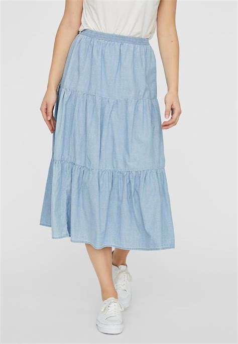 Cindy Chambray Long Skirt Blue Vero Moda Skirts