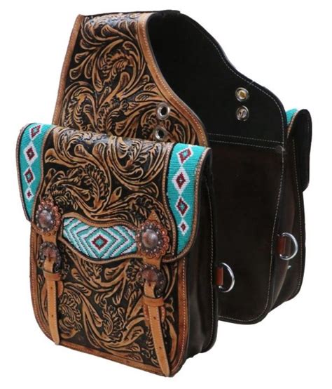 Saddle Bags 47300 Showman Tooled Leather Western Saddle Bag With