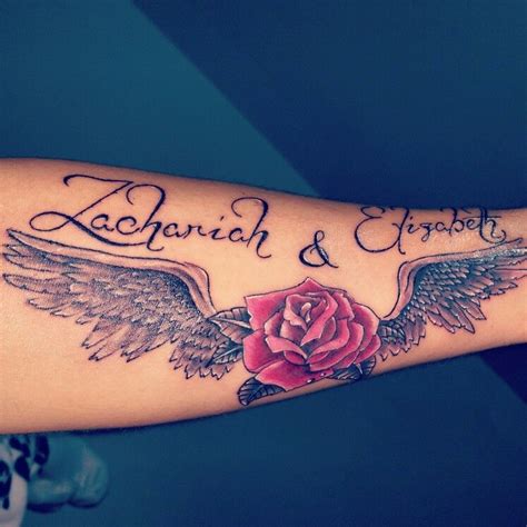 Son And Daughter Tattoo Angel And Roses Tattoo Guardian Angel Wings