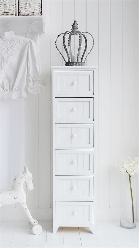 Wood veneer is a thin slice of wood that is typically glued onto a mdf board or panel. Maine slim tallboy chest of 6 drawers - White Bedroom ...