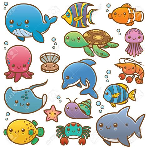 Illustration Vecteur De Mer Animaux Cartoon Cartoon Sea Animals Sea