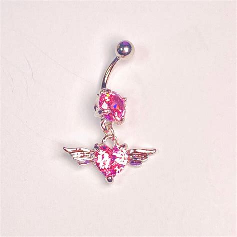 Angel Heart Belly Button Ring Y2k 2000s Sparkly Sexy Body Etsy
