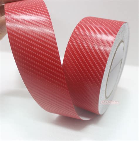 Diy Adhesive Red 4d Texture Carbon Fiber Vinyl Tape Car Wrap Sticker