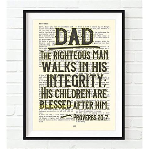 Vintage Bible Page Verse Scripture Dad The Righteous Man Walks In