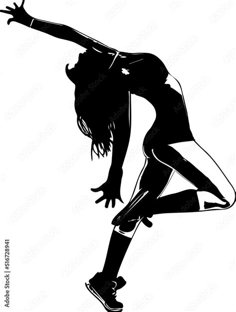 Silhouette Of Dancing Girl Stencil Of Young Girl Jumping And Dancing