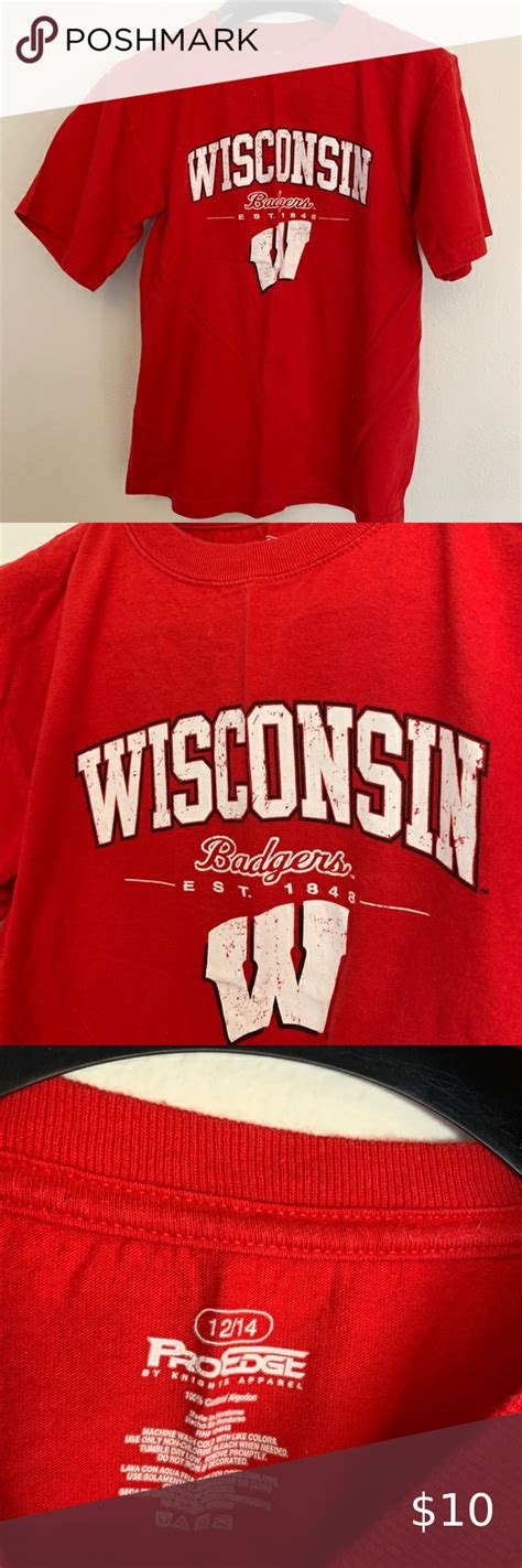 wisconsin badgers 🦡 tshirt youth size 12 14 bucky t shirt clothes design wisconsin badgers