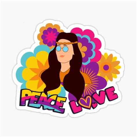 Happy Hippie Vibes Retro Peace Love And Flower Power Sticker For Sale