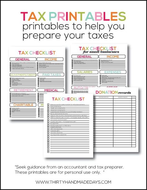 printable tax forms  organized small business tax budgeting