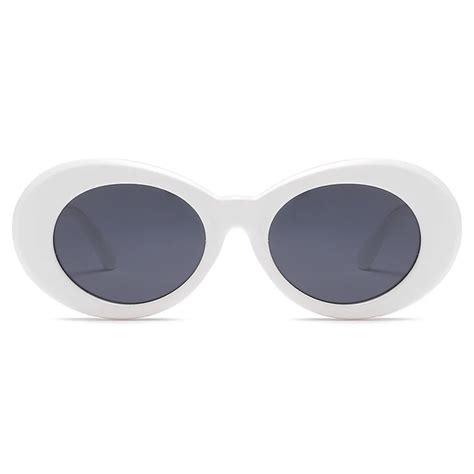 Kurt Cobain Glasses White Oval Clout Goggles Sunglasses Rapper Fashion