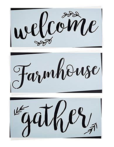 Gather Welcome Farmhouse Stencil Set Large Beautiful Calligraphy