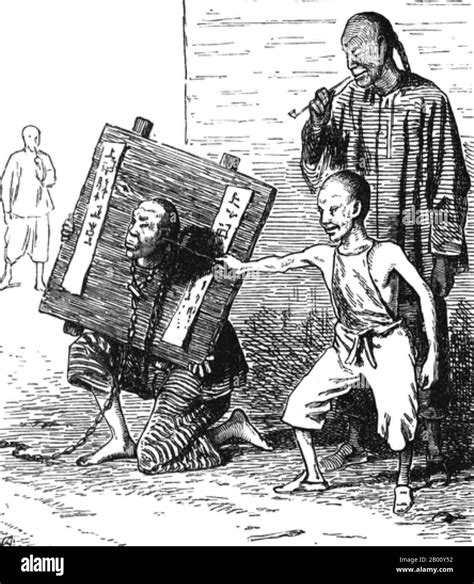 China Child Taunting A Prisoner In A Cangue Late 19th Century A