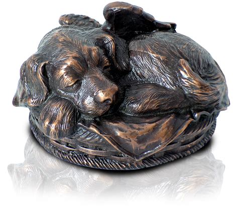 Sleeping Angel Dog Metal Urn Copper