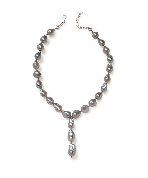 Grey Baroque Pearl Drop Necklace Pearl Drop Necklace Pearl Jewellery