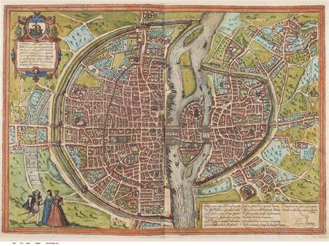Paris France 1572 Braun Old Map Reprint Old Maps