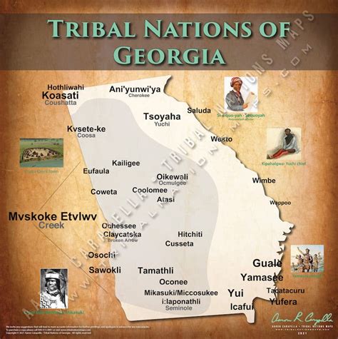 Tribal Nations Of Georgia Map 22×22 Canvas Artofit