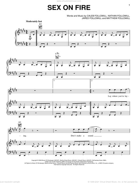 Sex On Fire Sheet Music For Voice Piano Or Guitar Pdf