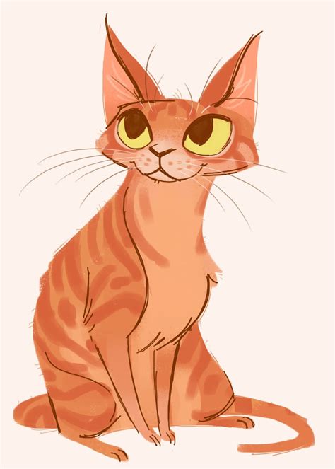 Cartoon Orange Tabby Cat Drawing